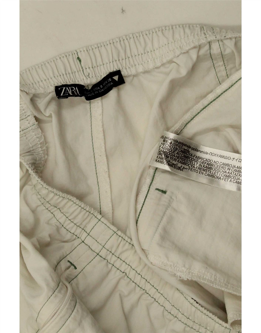 Zara Pantalon de jogging décontracté pour femme Petit W26 L28 Blanc Polyamide