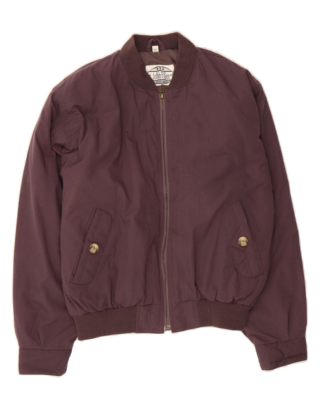 JOHN F GEE Mens Bomber Jacket UK 42 XL Purple Polyester Vintage John F Gee and Second-Hand John F Gee from Messina Hembry 