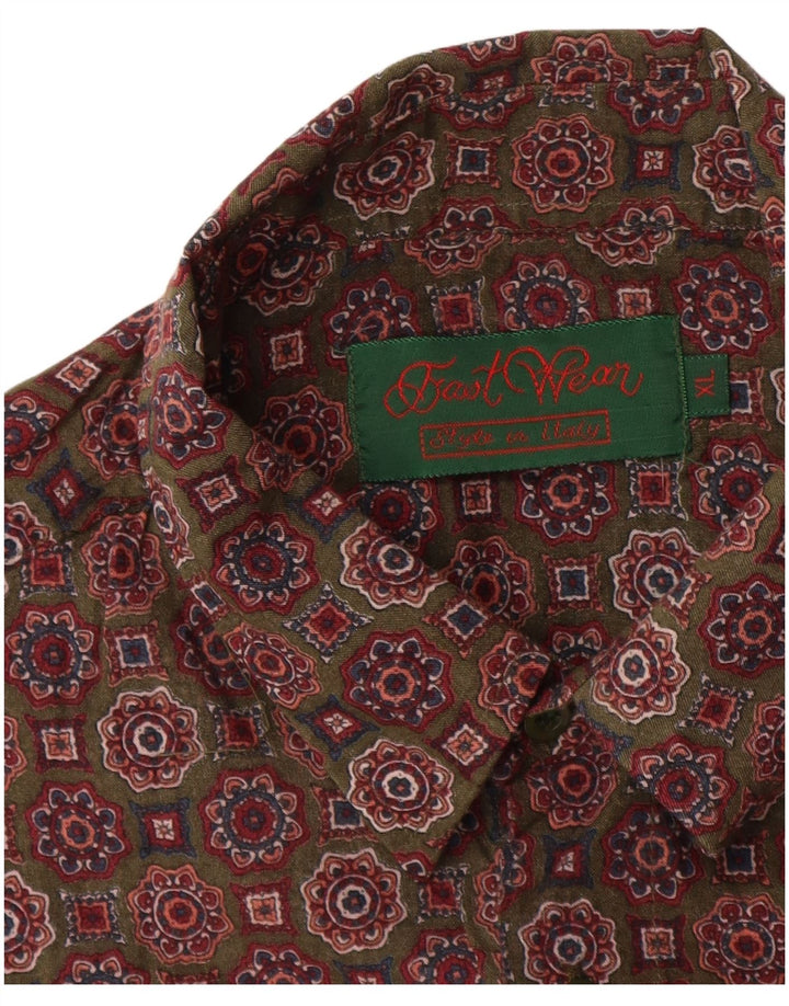 vintage Chemise Homme XL Rayonne Florale Marron