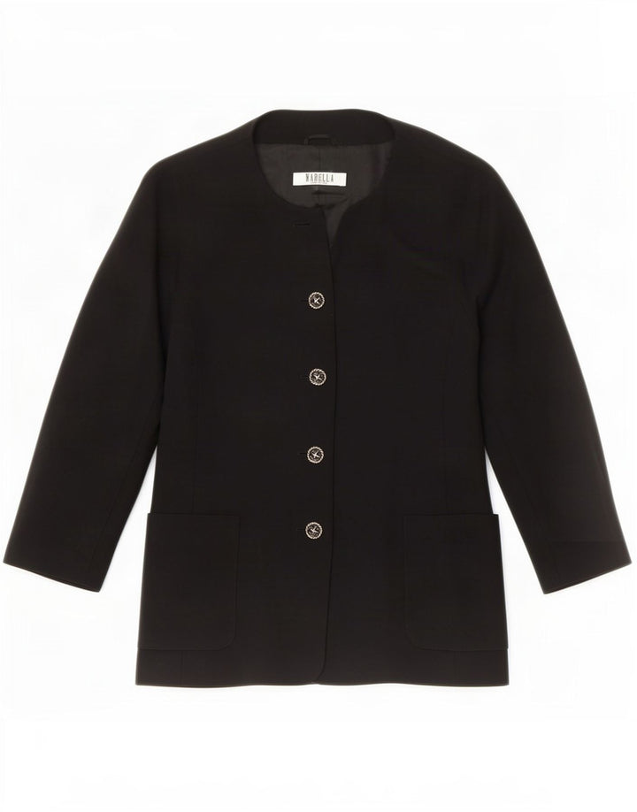 Marella Veste blazer à 4 boutons pour femme UK 12 Noir moyen Laine vierge