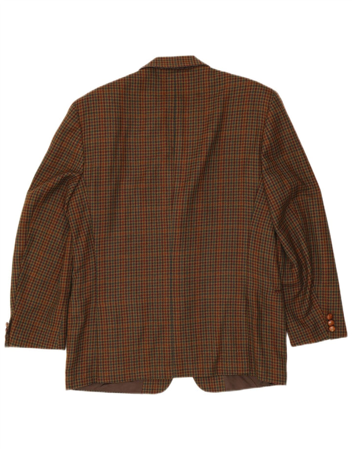 Visconti Veste Blazer 3 Boutons Homme IT 52 XL Marron Pied-de-Poule Laine d'Agneau