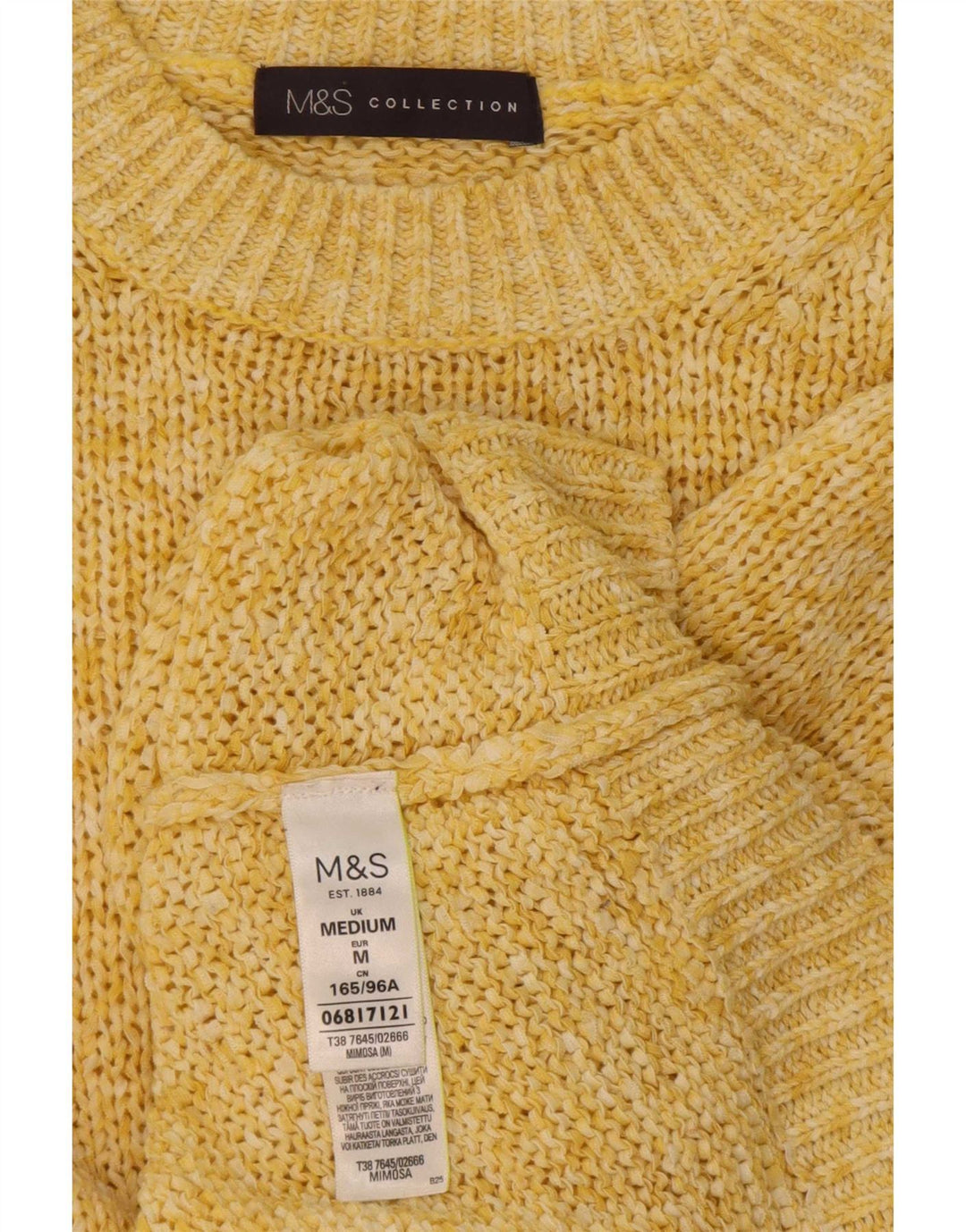 Marks & Spencer Pull à col rond pour femme UK 14 Jaune moyen