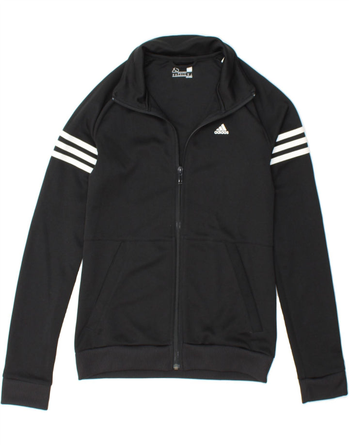 ADIDAS Womens Climalite Tracksuit Top Jacket UK 4/6 XS Black Polyester Vintage Adidas and Second-Hand Adidas from Messina Hembry 