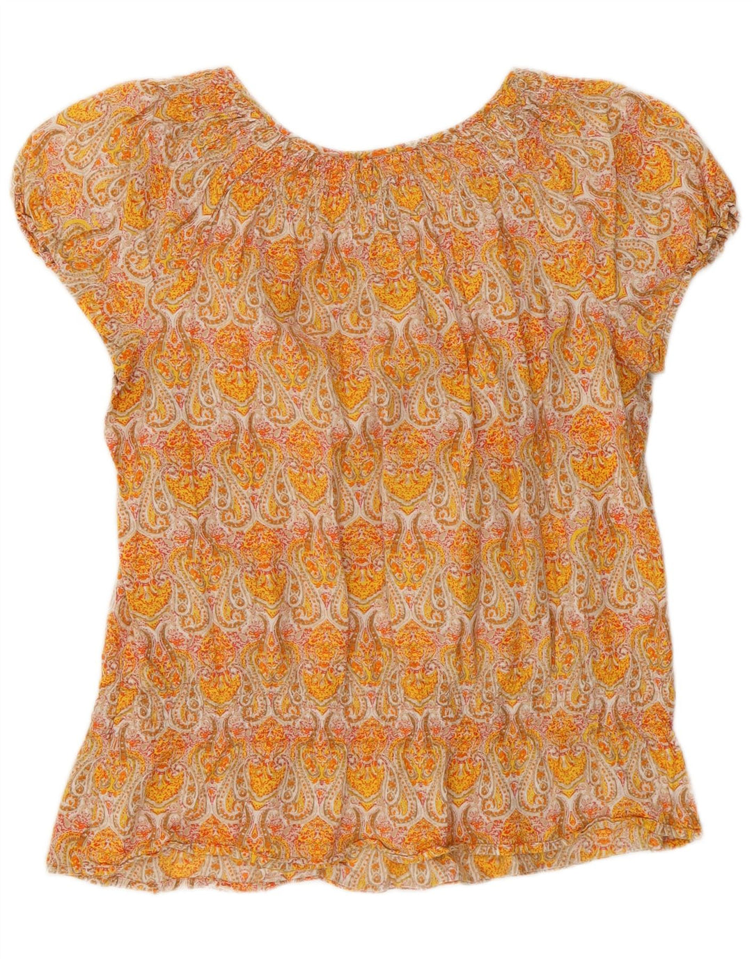 Izod Chemisier Femme Top UK 12 Jaune Moyen Paisley Coton