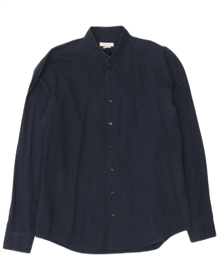 CALVIN KLEIN Chemise Slim Fit Homme Taille 42 16 1/2 Grand Coton Bleu Marine