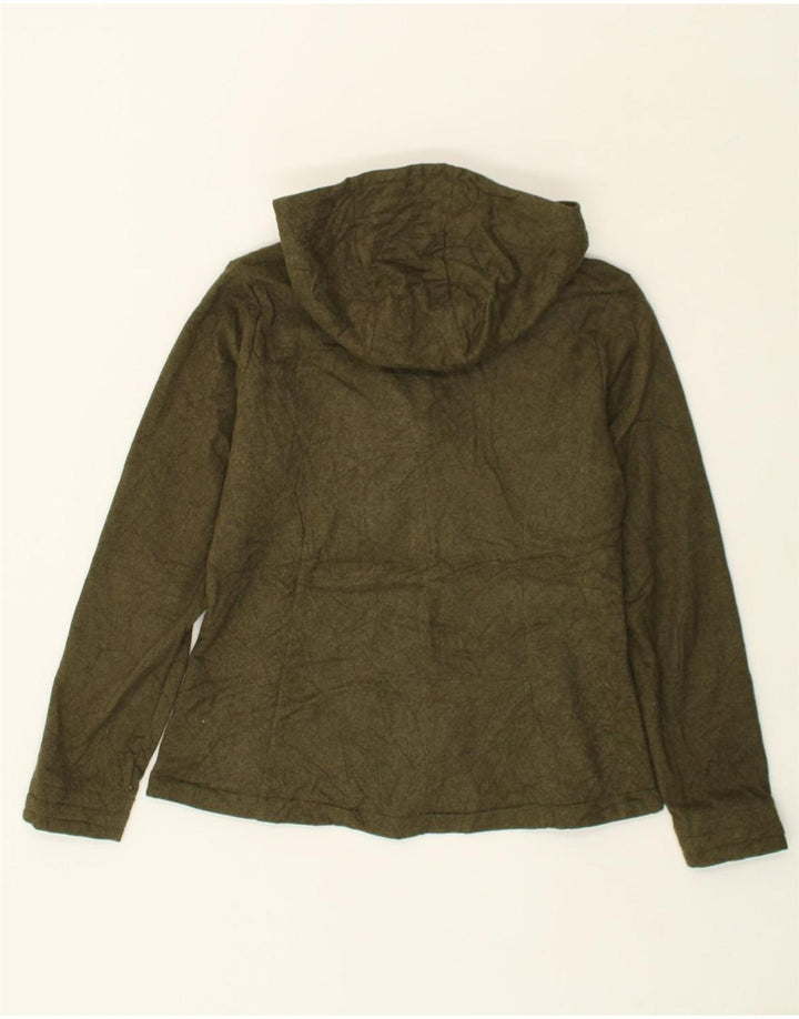 EDDIE BAUER Womens Zip Hoodie Sweater UK 10 Small Khaki Polyester | Vintage Eddie Bauer | Thrift | Second-Hand Eddie Bauer | Used Clothing | Messina Hembry 