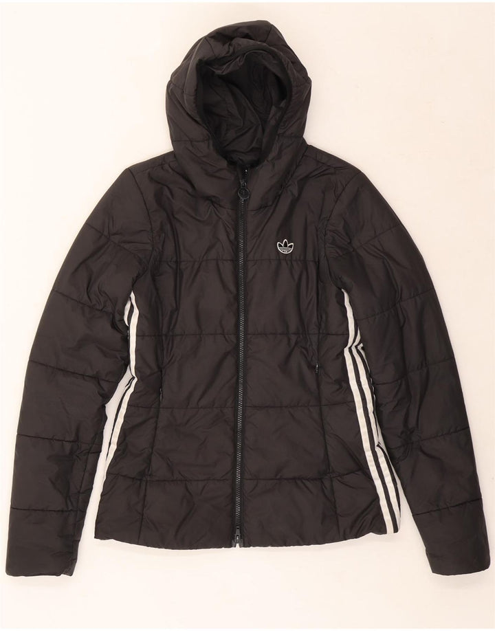 ADIDAS Veste matelassée à capuche pour femme UK 10 Small Noir Polyester