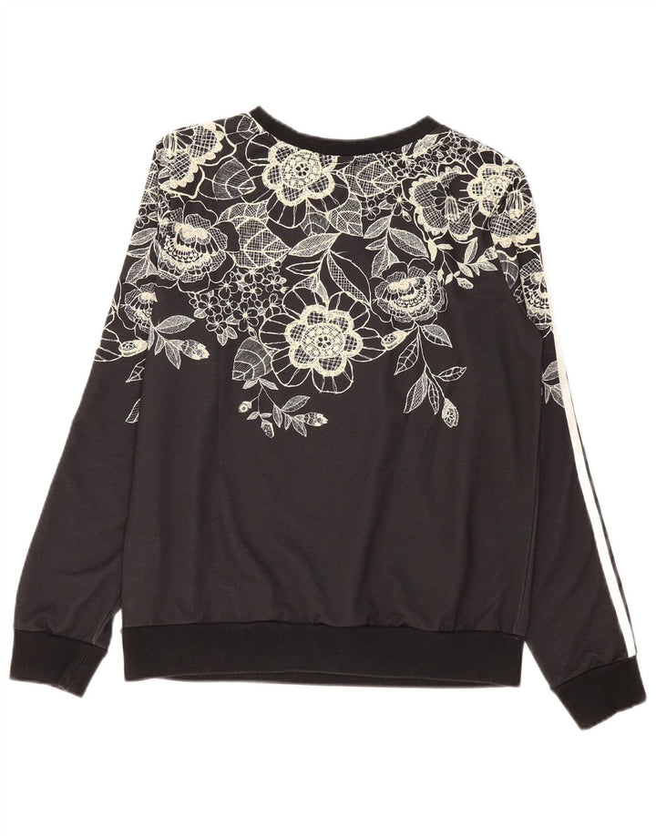 Adidas Sweat-shirt pour femme UK 12 Medium Noir Floral Polyester