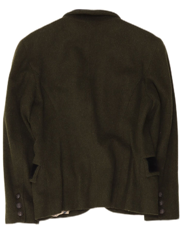vintage Femme 1 Bouton Blazer Veste UK 14 Grand Kaki Colourblock