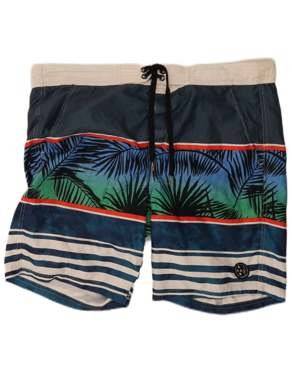 Maui and Sons Short de bain graphique régulier pour hommes 2XL bleu rayé plage