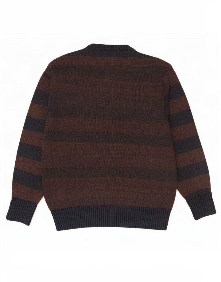 Marlboro Classics Pull à col rond pour homme UK 14 Marron moyen rayé