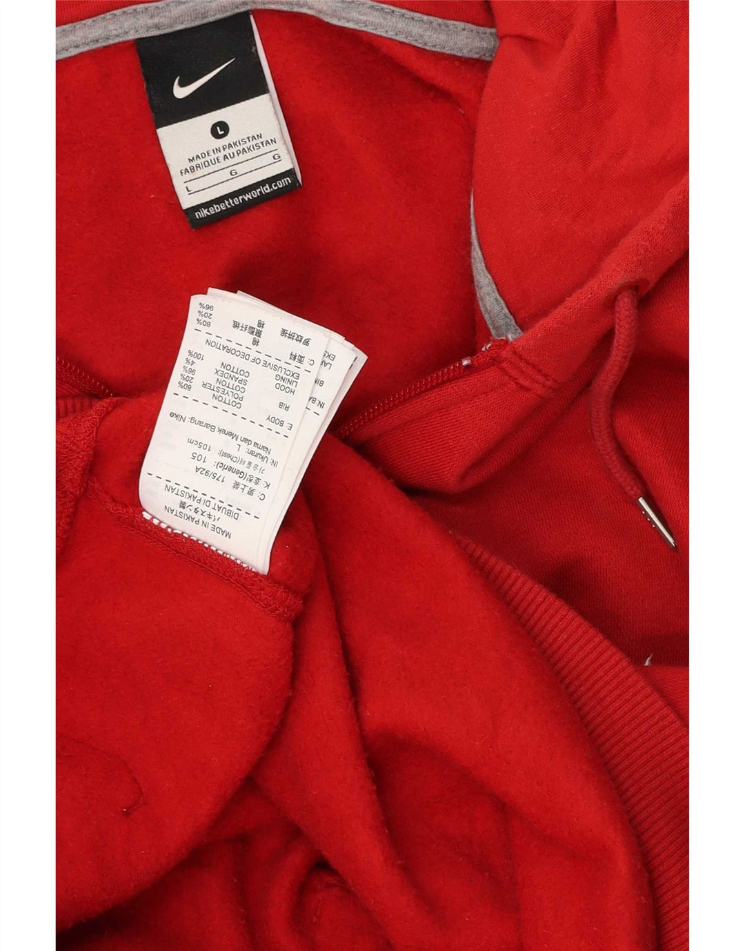 Nike Pull à capuche zippé pour homme Grand coton rouge