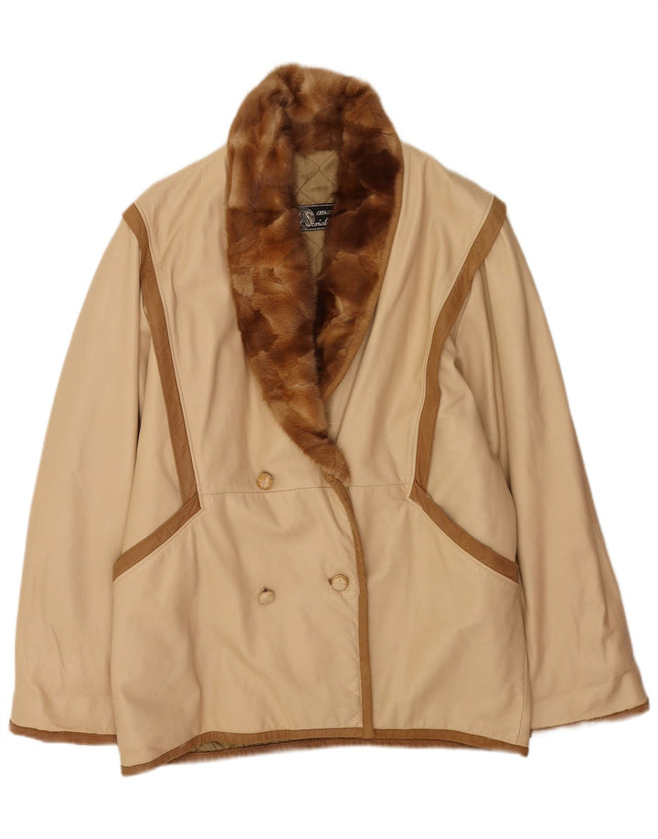 vintage Femme Double Breasted Coat UK 16 Grand Beige