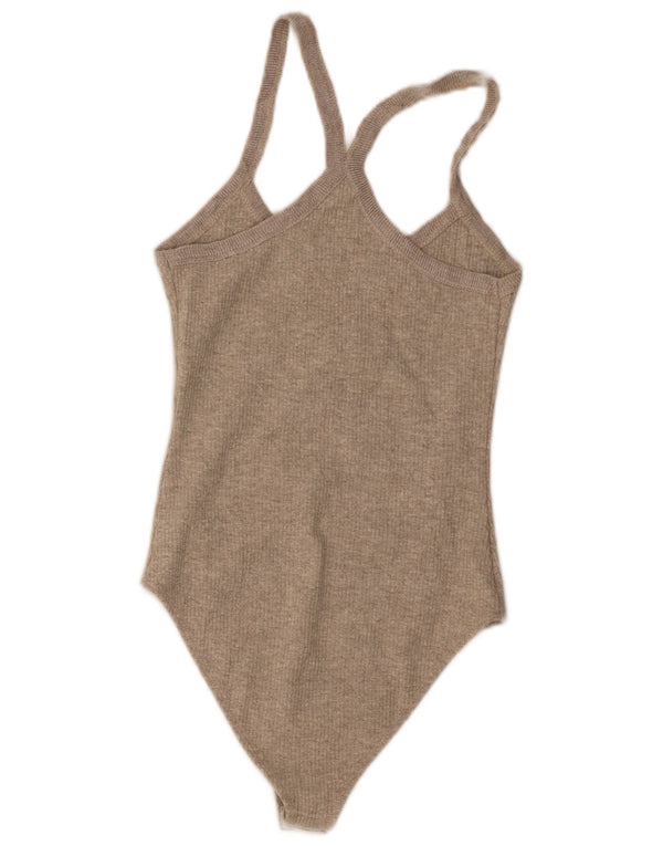 Zara Womens Body sans manches UK 8 Small Gris Coton