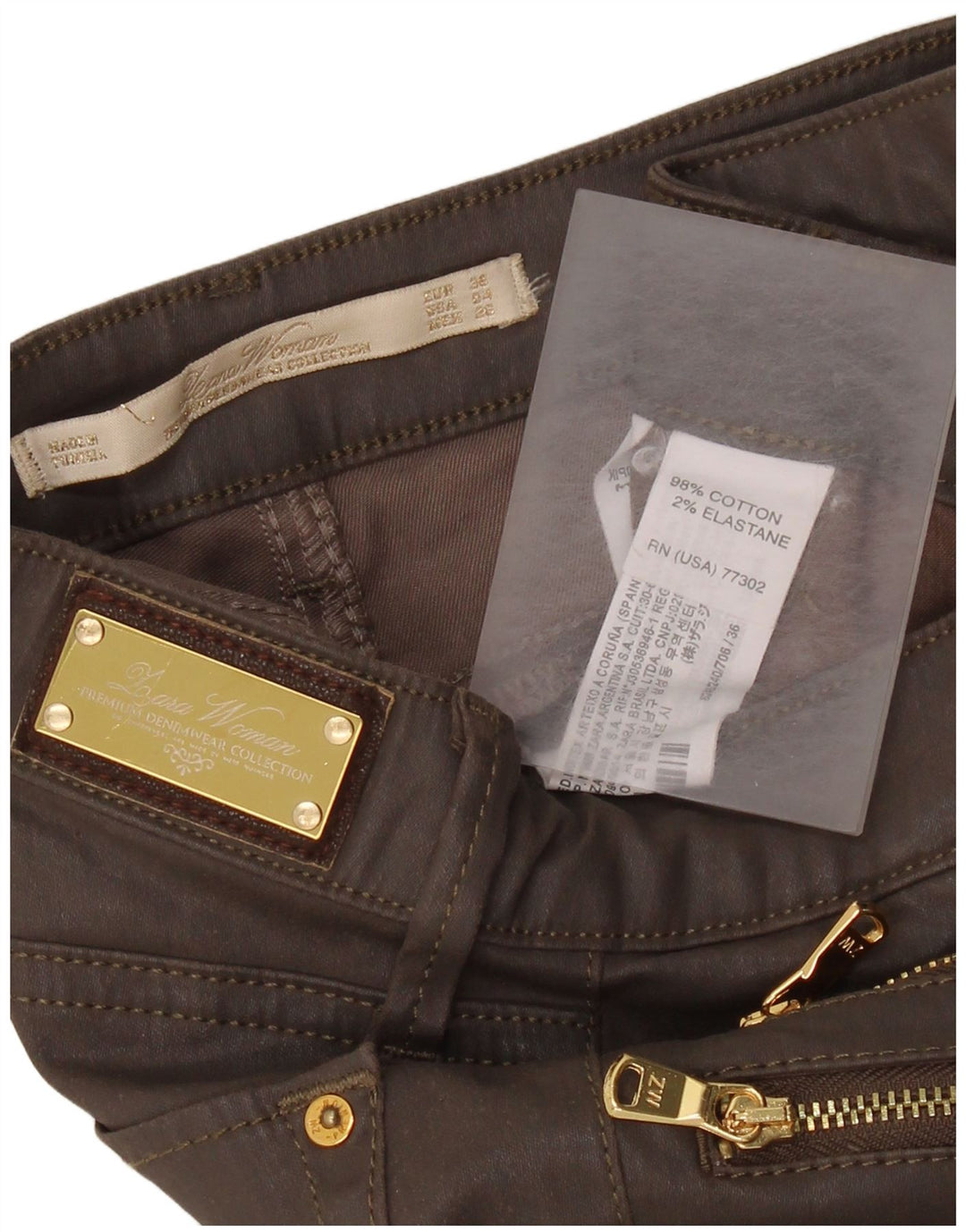 Pantalon décontracté skinny ZARA femme W26 L28 coton marron