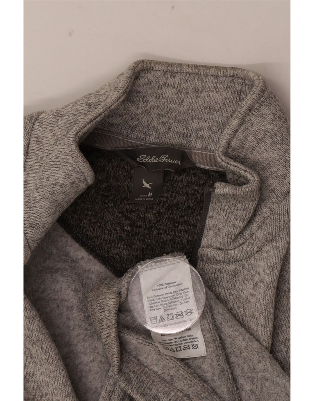 Eddie Bauer Sweat-shirt à col zippé pour homme Gris moyen moucheté en polyester