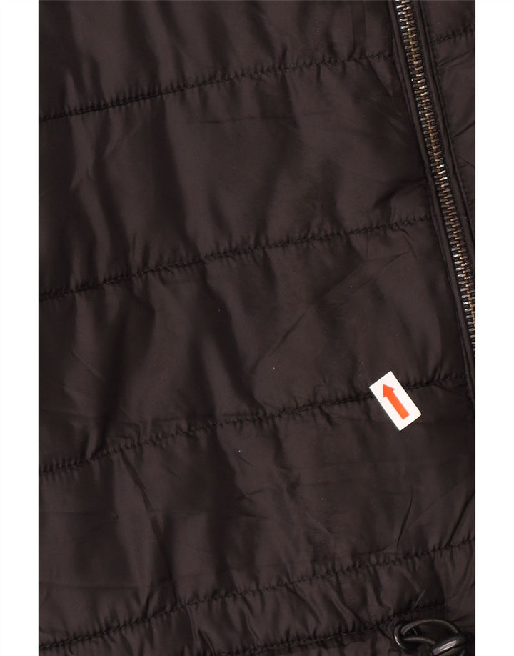 ZARA Veste matelassée à capuche pour femme UK 10 Small Noir Polyester