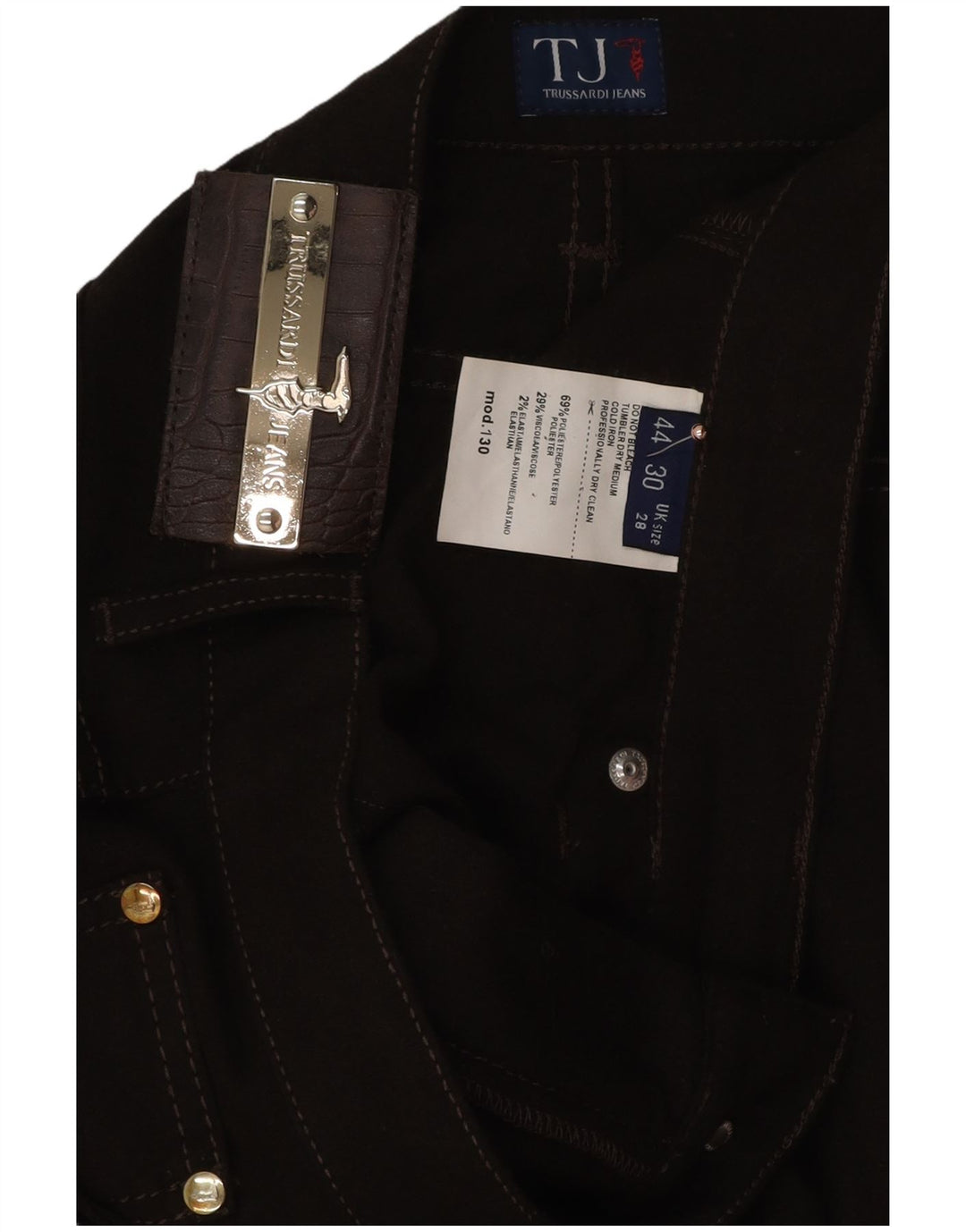 Trussardi Pantalon décontracté droit W28 L29 Marron Polyester