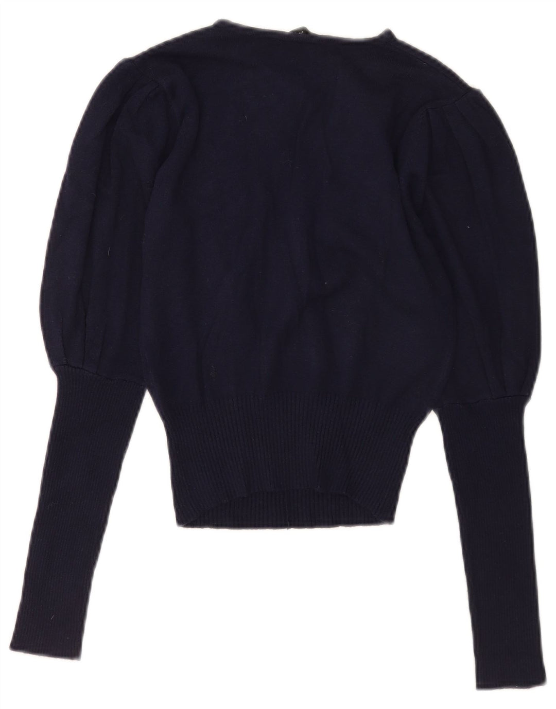 Zara Pull court à col boutonné pour femme UK 8 Petit Bleu marine