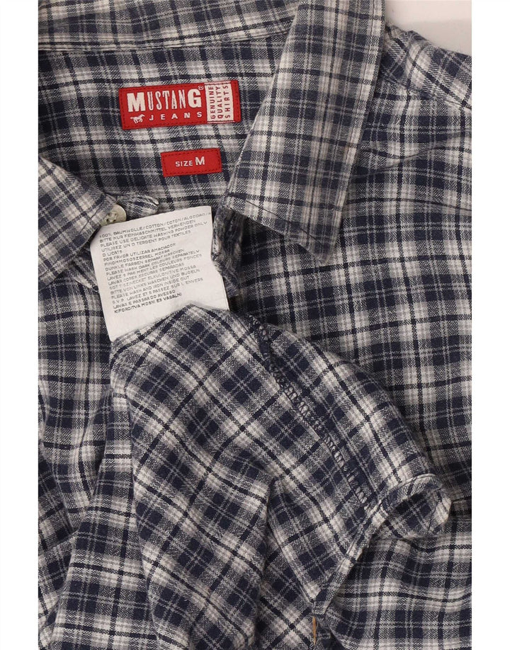 Mustang Chemise à manches courtes pour homme en coton à carreaux bleu marine moyen