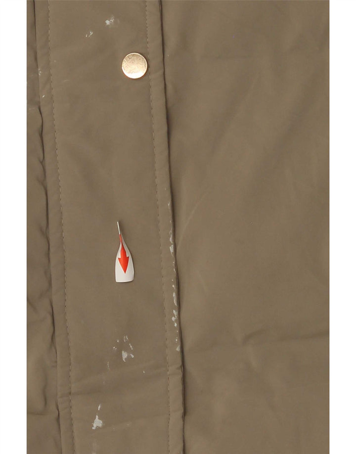 Zara Manteau rembourré à capuche pour femme UK 18 XL Kaki Polyester