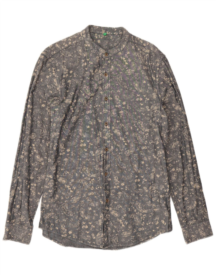 Benetton Chemise Homme Gris Moyen Paisley