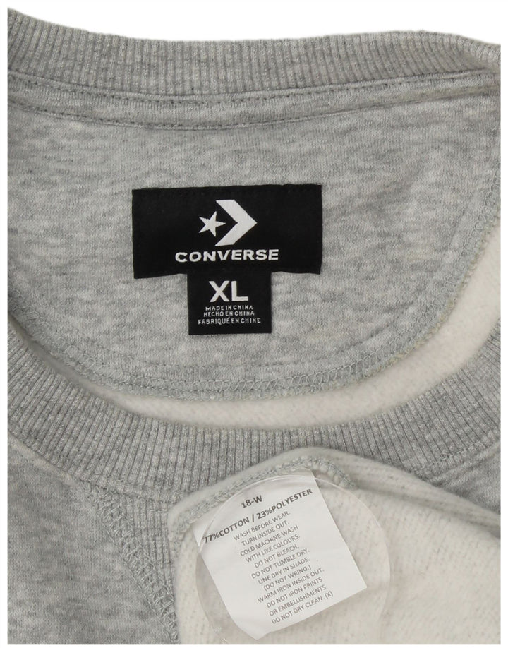 CONVERSE Sweat-shirt graphique pour hommes XL Gris Colorblock Coton