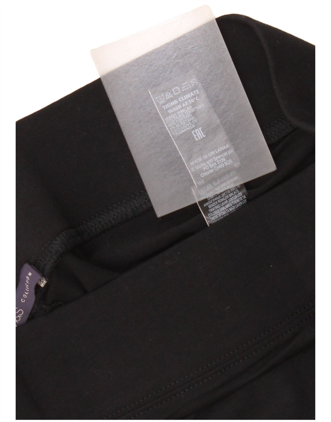 Marks & Spencer Leggings Femme UK 12 Coton Noir Moyen