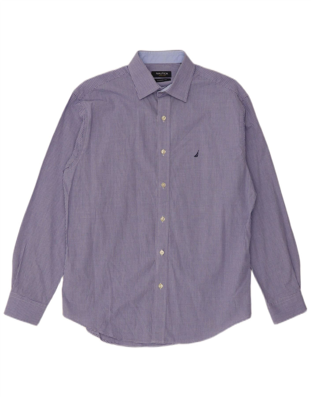NAUTICA Chemise coupe classique pour homme Taille 15 Coton à carreaux bleu moyen