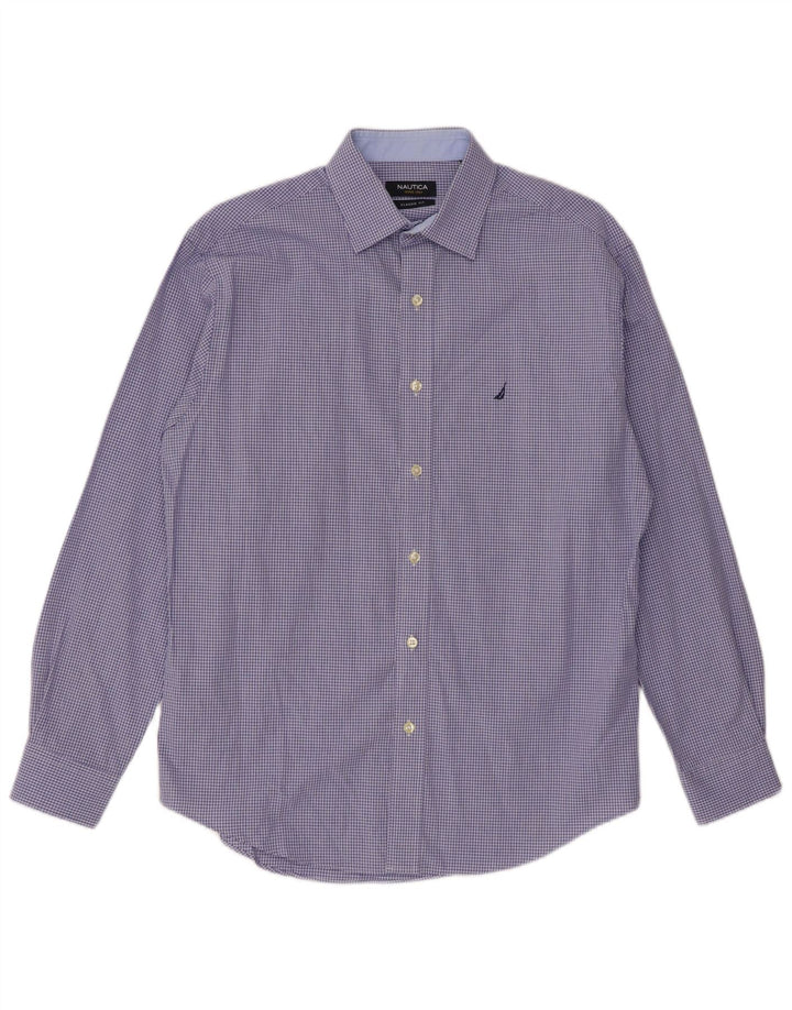 NAUTICA Chemise coupe classique pour homme Taille 15 Coton à carreaux bleu moyen