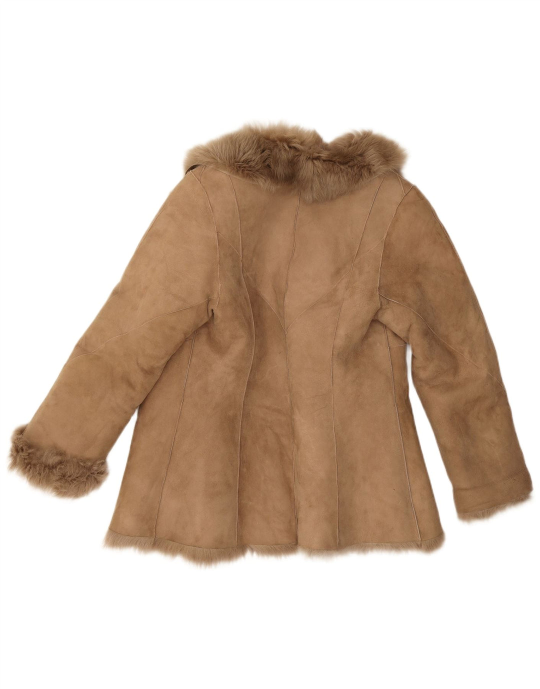 veste shearling femme vintage UK 10 Petit Beige Hiver