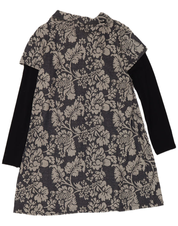 Joe Browns Robe trapèze à manches longues pour femme UK 18 XL Bleu marine en coton floral