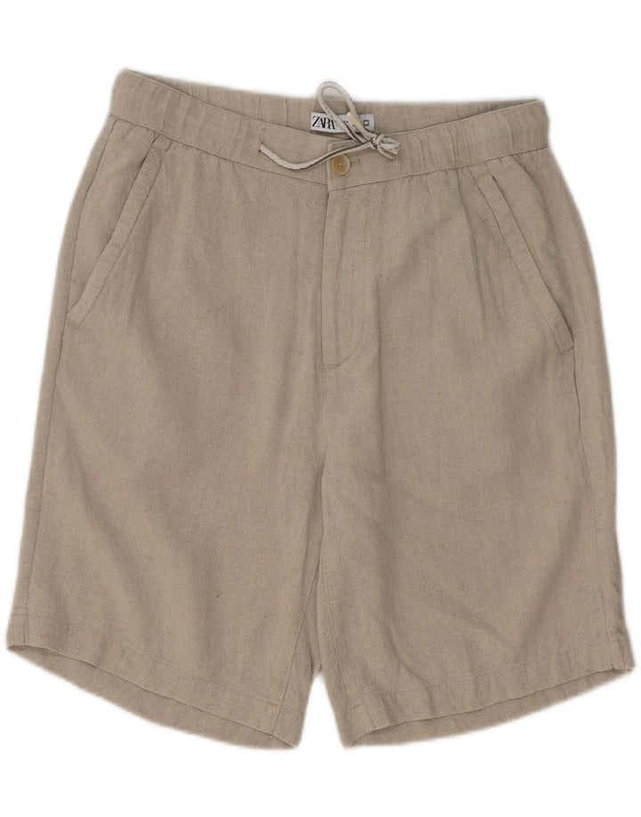 ZARA Womens Chino Shorts Medium W31 Beige Linen Vintage Zara and Second-Hand Zara from Messina Hembry 