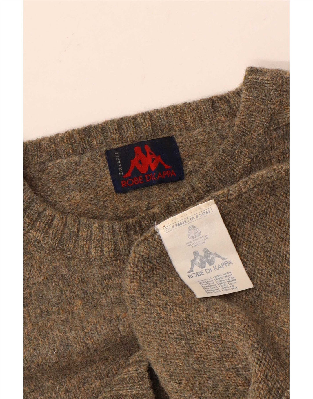 Kappa Pull à col rond pour homme XL en laine mouchetée beige