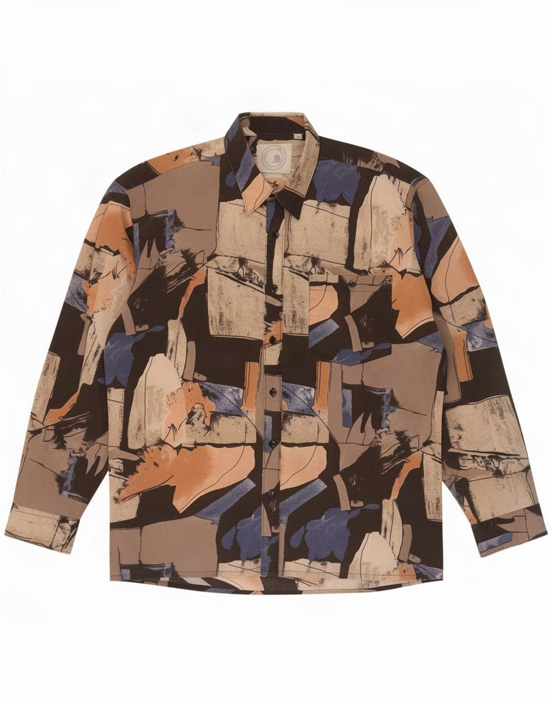 vintage Mens Abstract Pattern Shirt Taille 41/42 Grand Multicolore