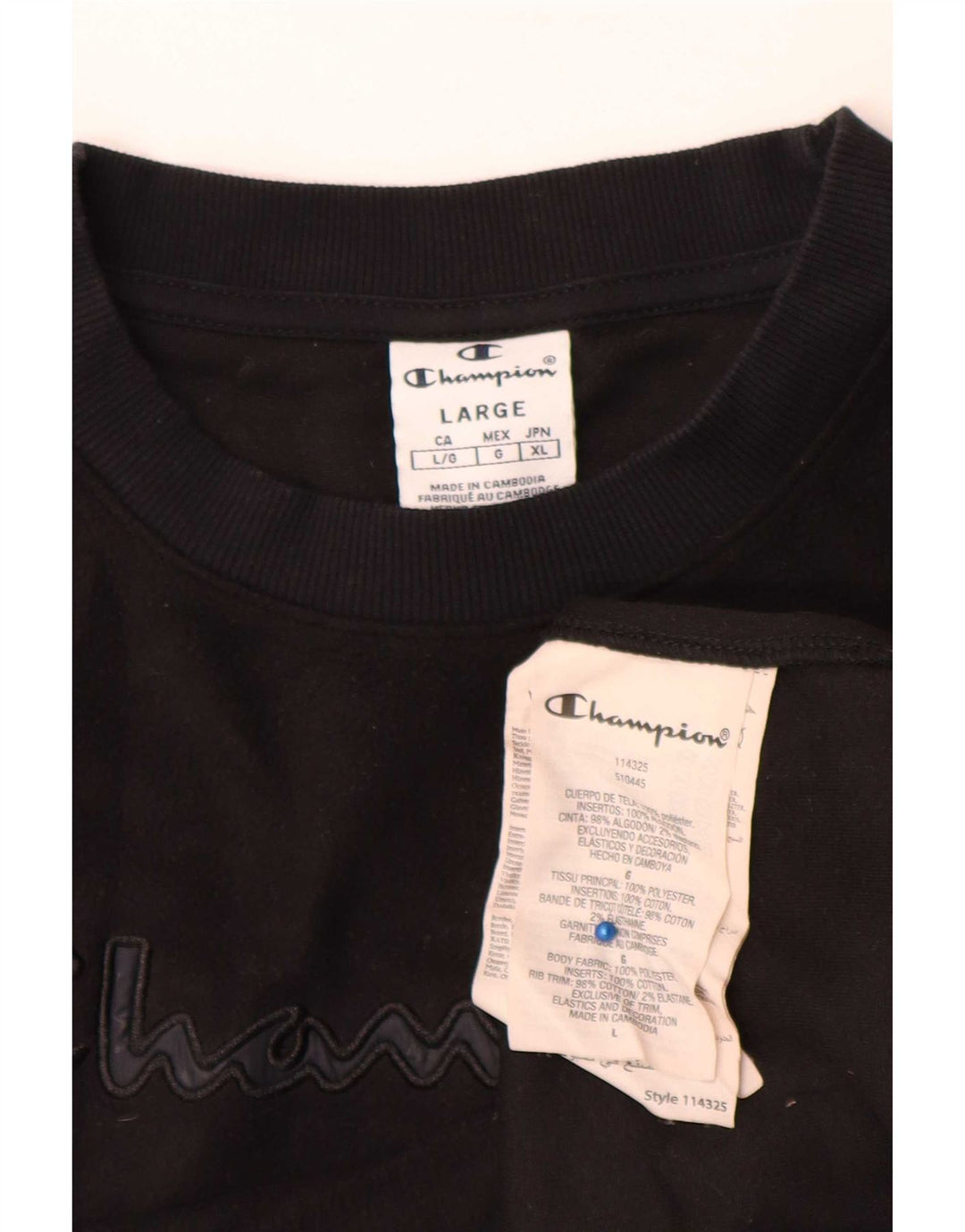 Champion Sweat-shirt court graphique pour femme UK 16 Large Noir