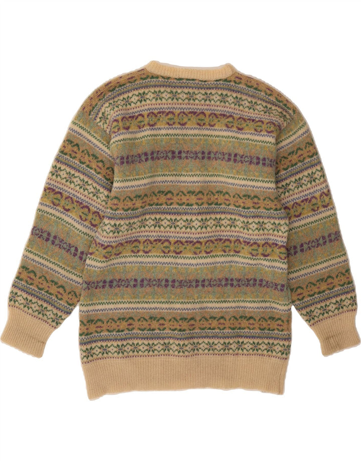 MICHAEL ROSS Pull à col rond pour homme Petit vert Fair Isle