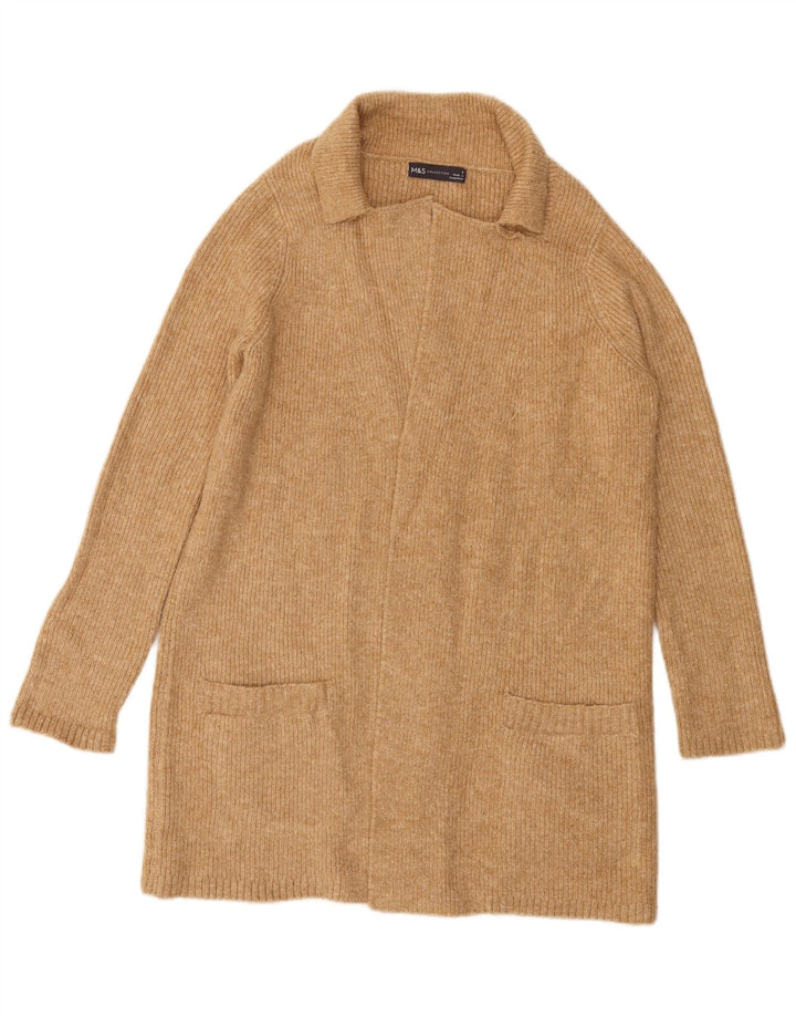 Marks & Spencer Pull cardigan ouvert long pour femme UK 10 Small Marron