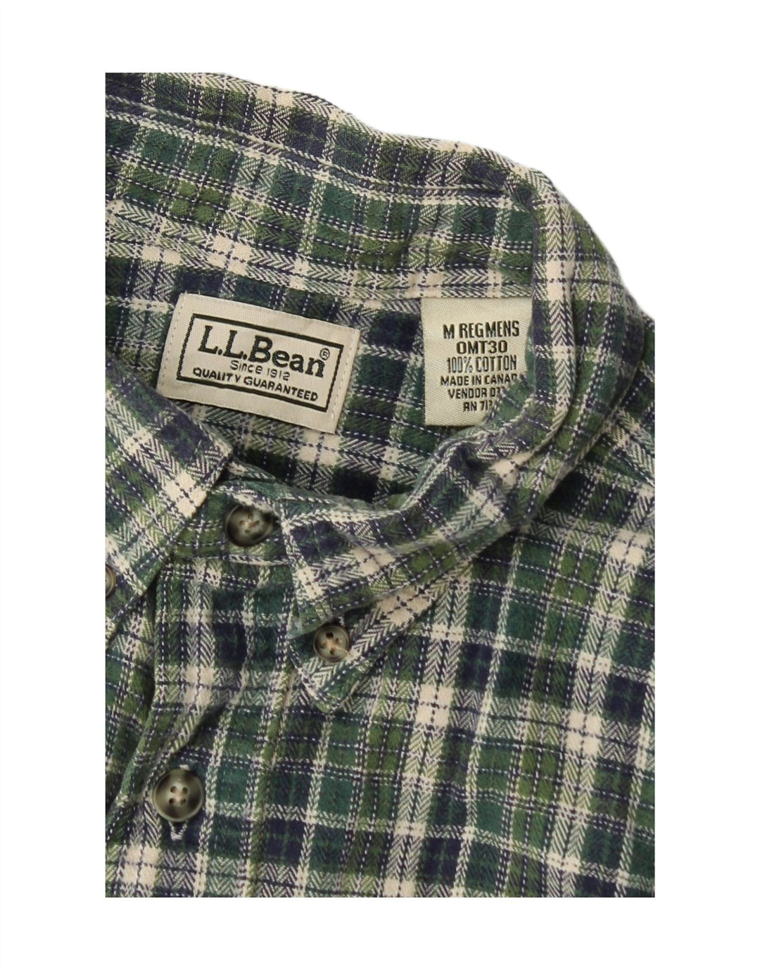 L.L.Bean Chemise en flanelle pour homme en coton à carreaux vert moyen