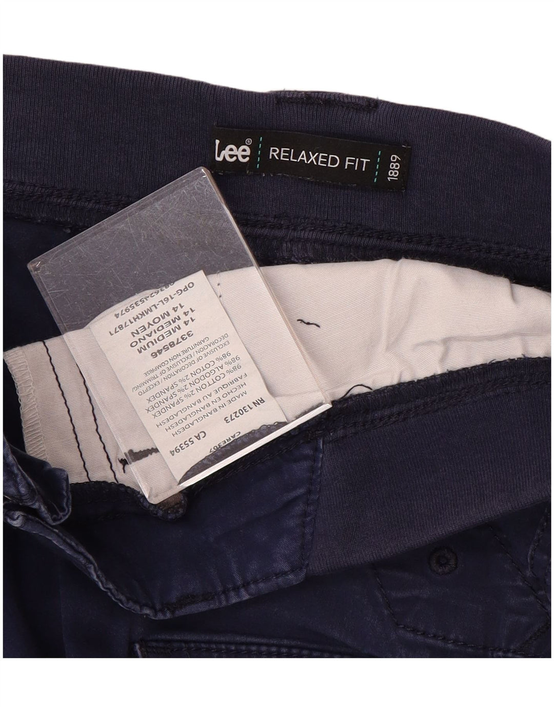 Lee Pantalon capri coupe décontractée pour femme US 14 XL W36 L23 Bleu marine Coton