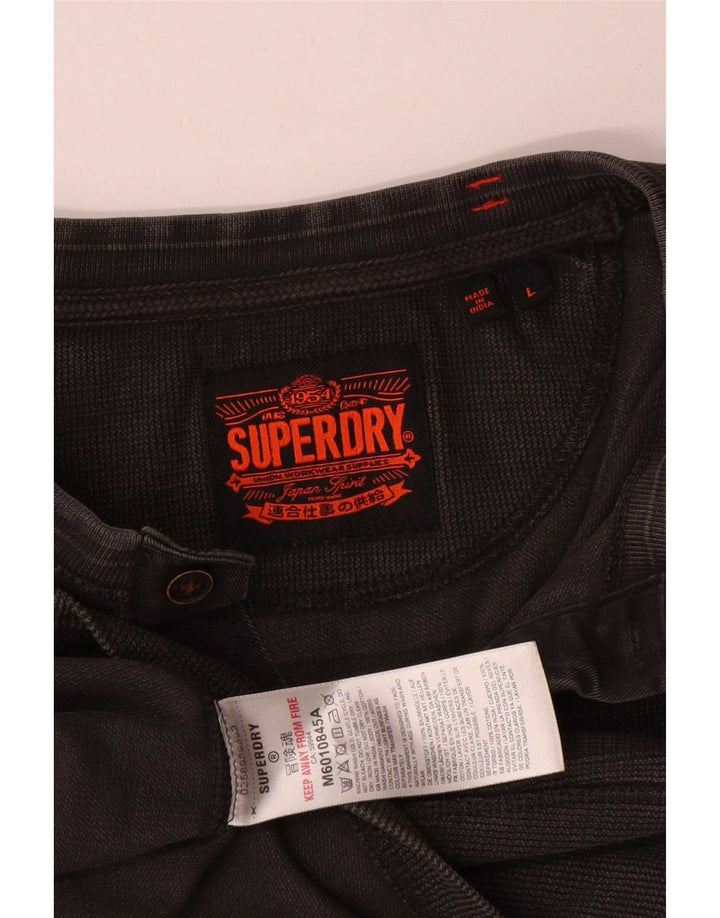 Superdry Haut à manches longues pour hommes en coton gris moyen