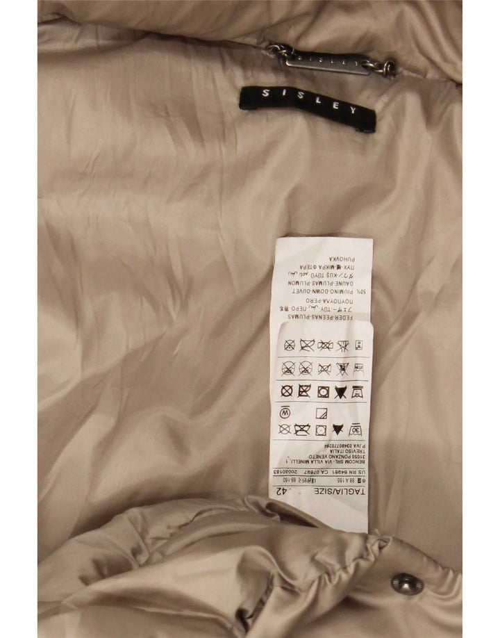 Sisley Manteau Rembourré À Capuche Double Boutonnage IT 42 Beige Moyen Femme
