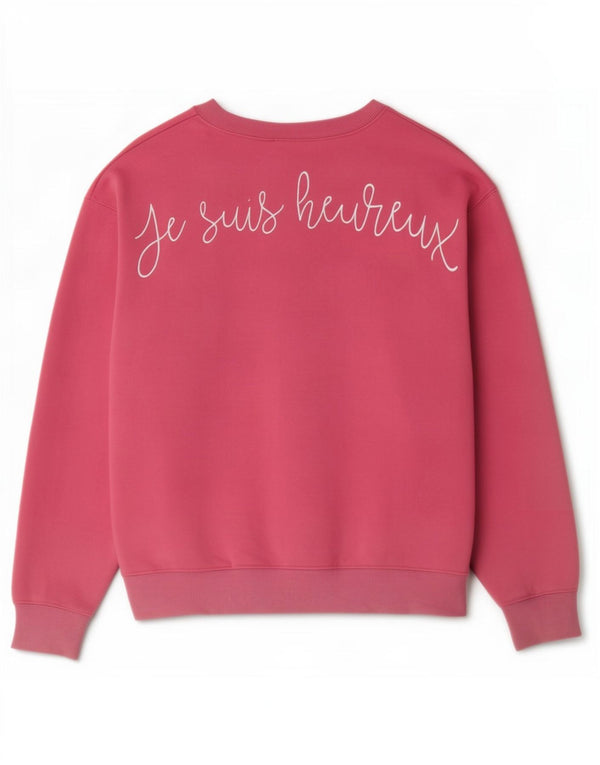 Topshop Womens Graphic Oversized Sweatshirt Jumper UK 10 Small Pink Cotton