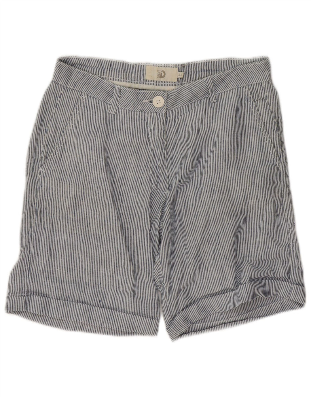 DAKS Womens Chino Shorts IT 44 Medium W30  Blue Striped Linen