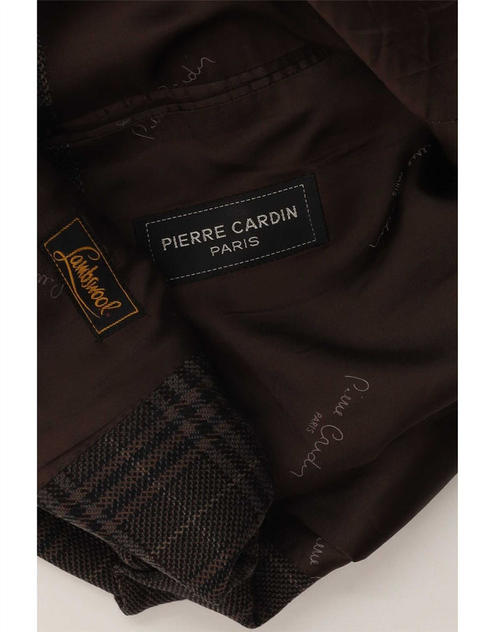 Pierre Cardin Veste Blazer 2 Boutons Homme UK 40 Grand Pied-de-Poule Marron