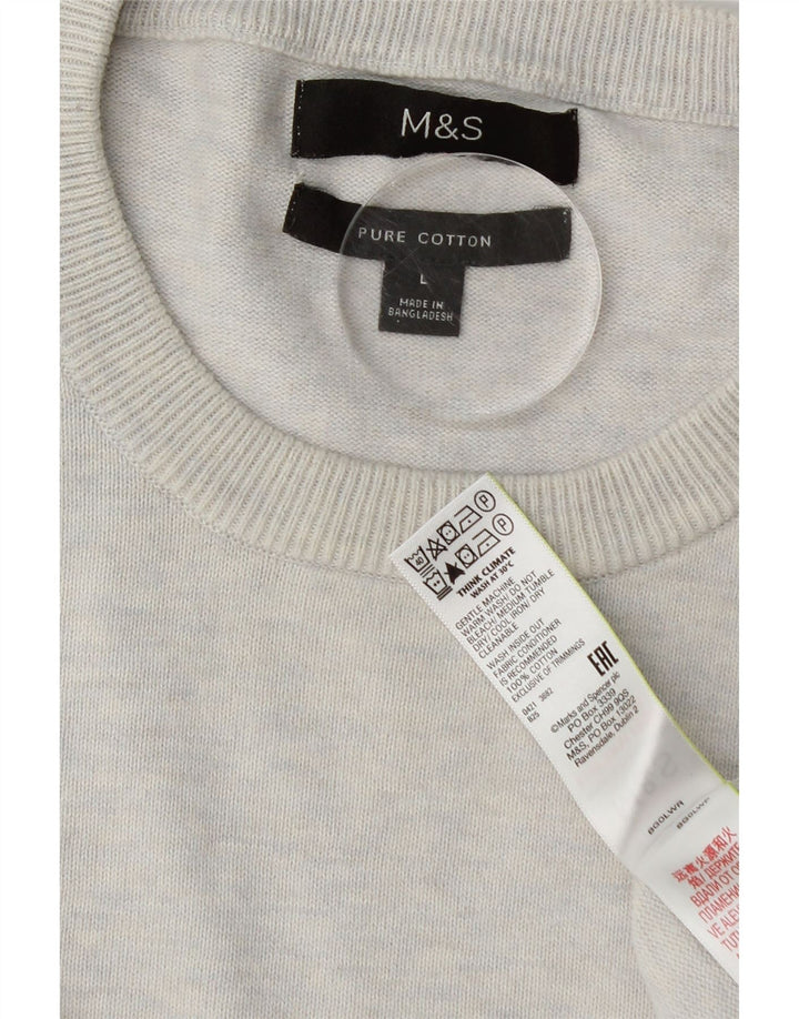 Marks & Spencer Pull à col rond pour homme en coton gris Taille L