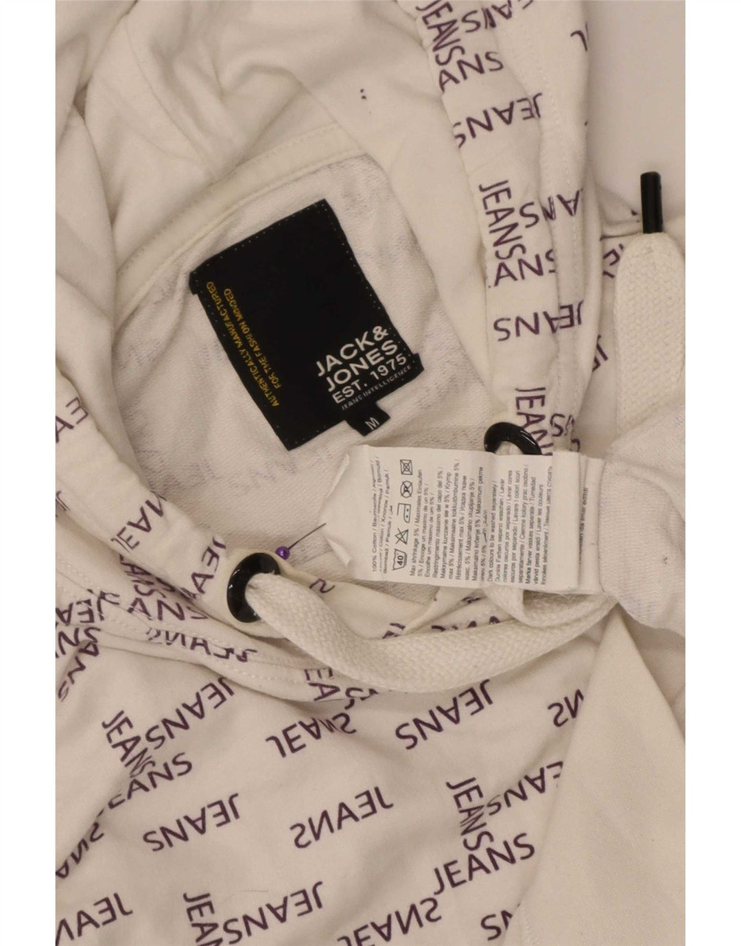 Jack & Jones Pull à Capuche Graphique Homme Blanc Moyen Coton