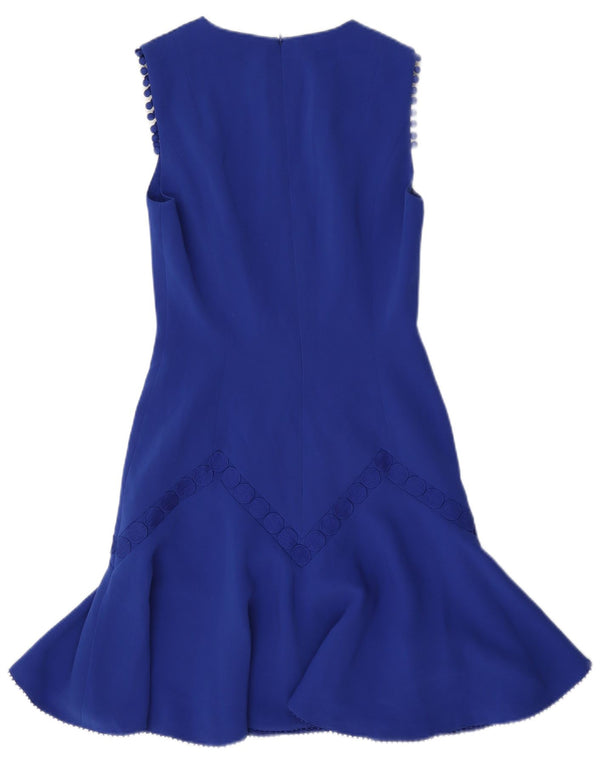 Karen Millen Robe fourreau sans manches pour femme UK 8 Petit triacétate bleu