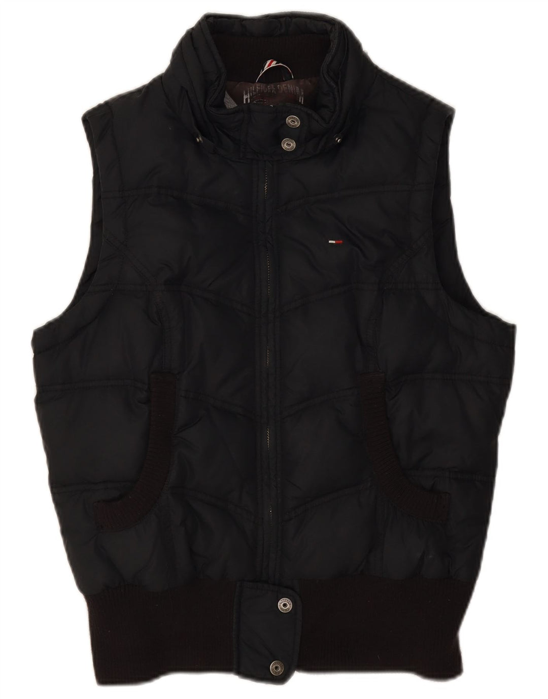 Tommy Hilfiger Gilet rembourré pour femme UK 14 Large Noir Polyester