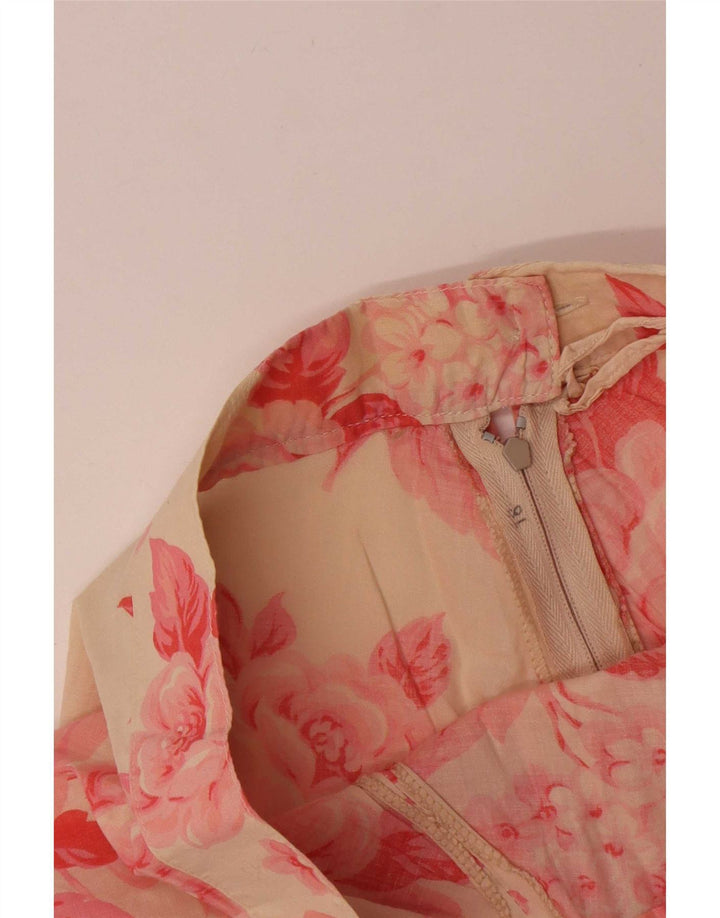 vintage Femmes Maxi Jupe Évasée W26 Petit Floral Rouge